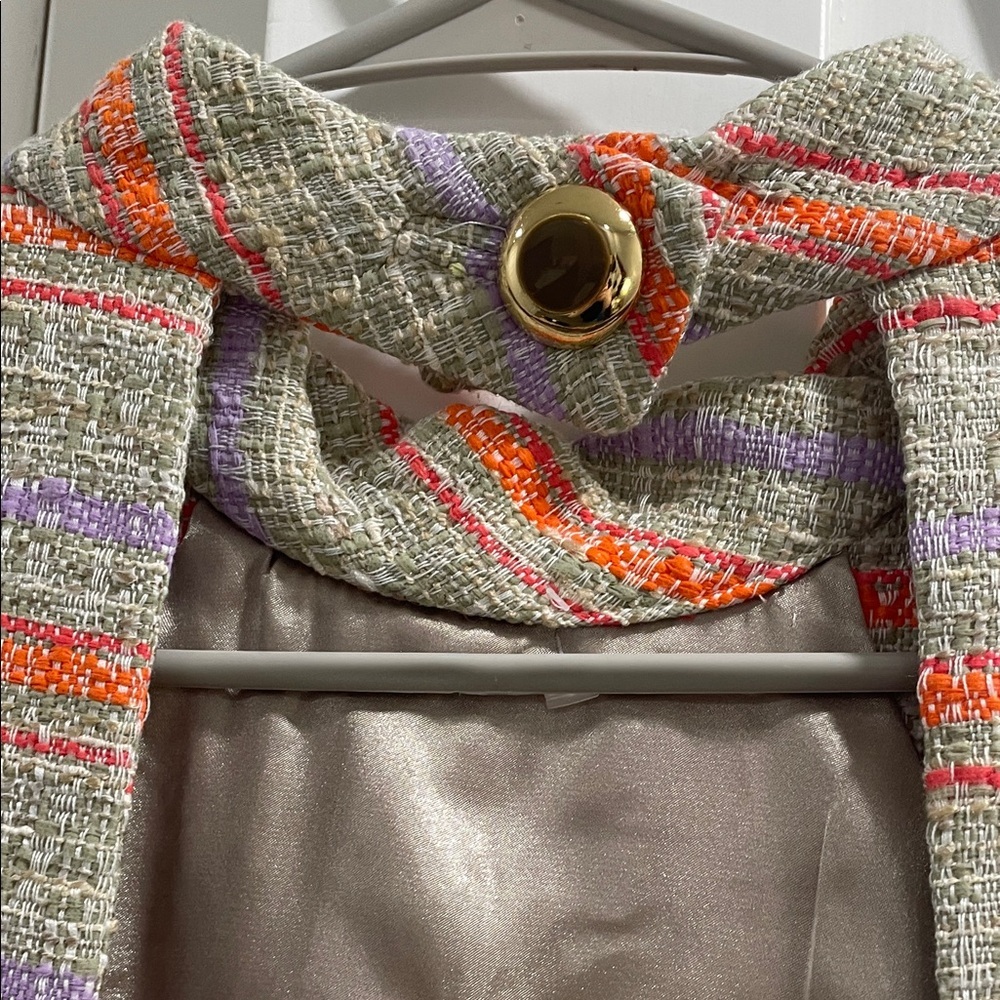 MILLY Striped Sleeveless Dress with Gold Accents Peek A Boo 10 - Picture 6 of 9